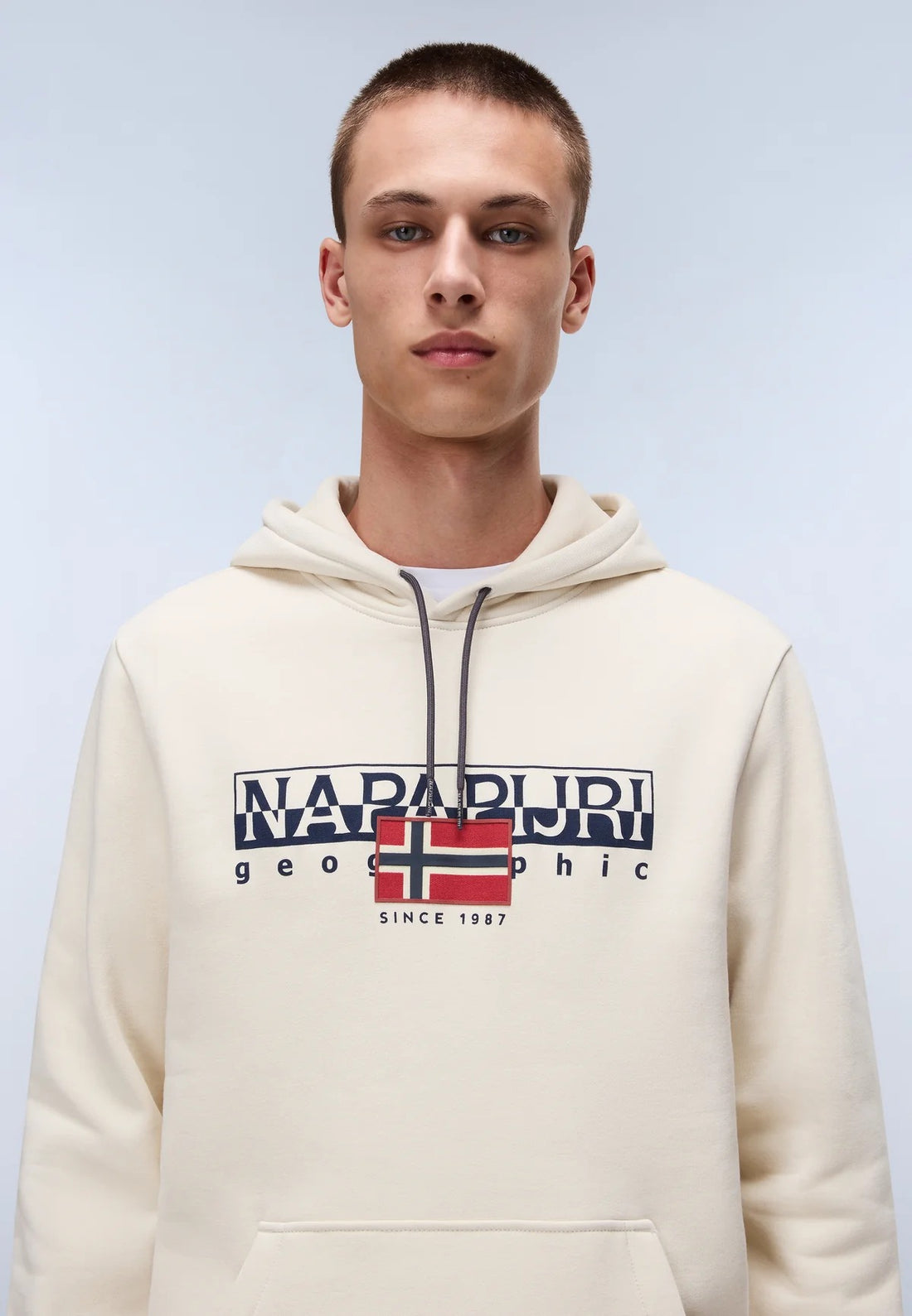 NAPAPIJRI felpa AYLMER ecru cappuccio FW25