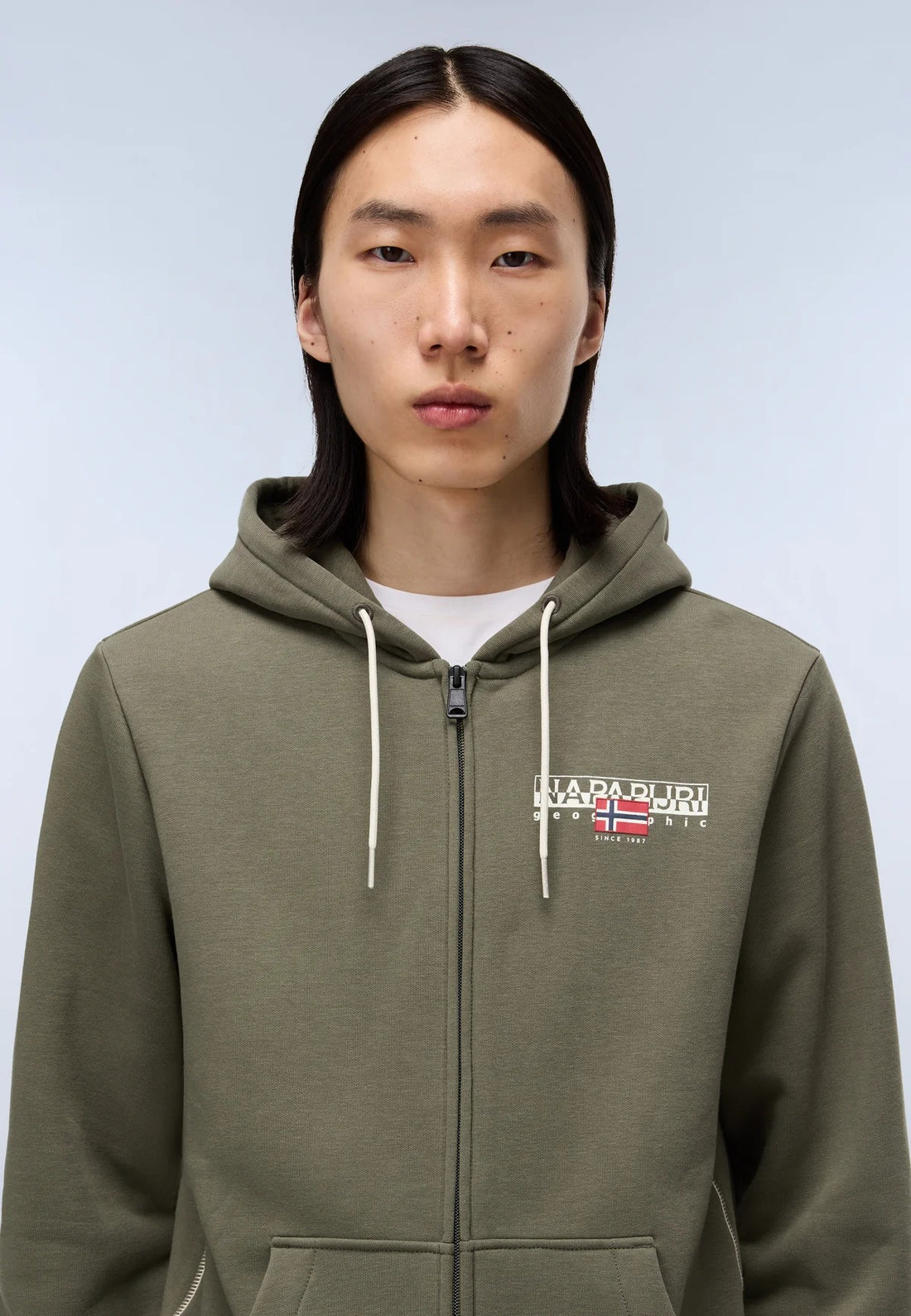 NAPAPIJRI felpa AYLMER verde zip e cappuccio FW25