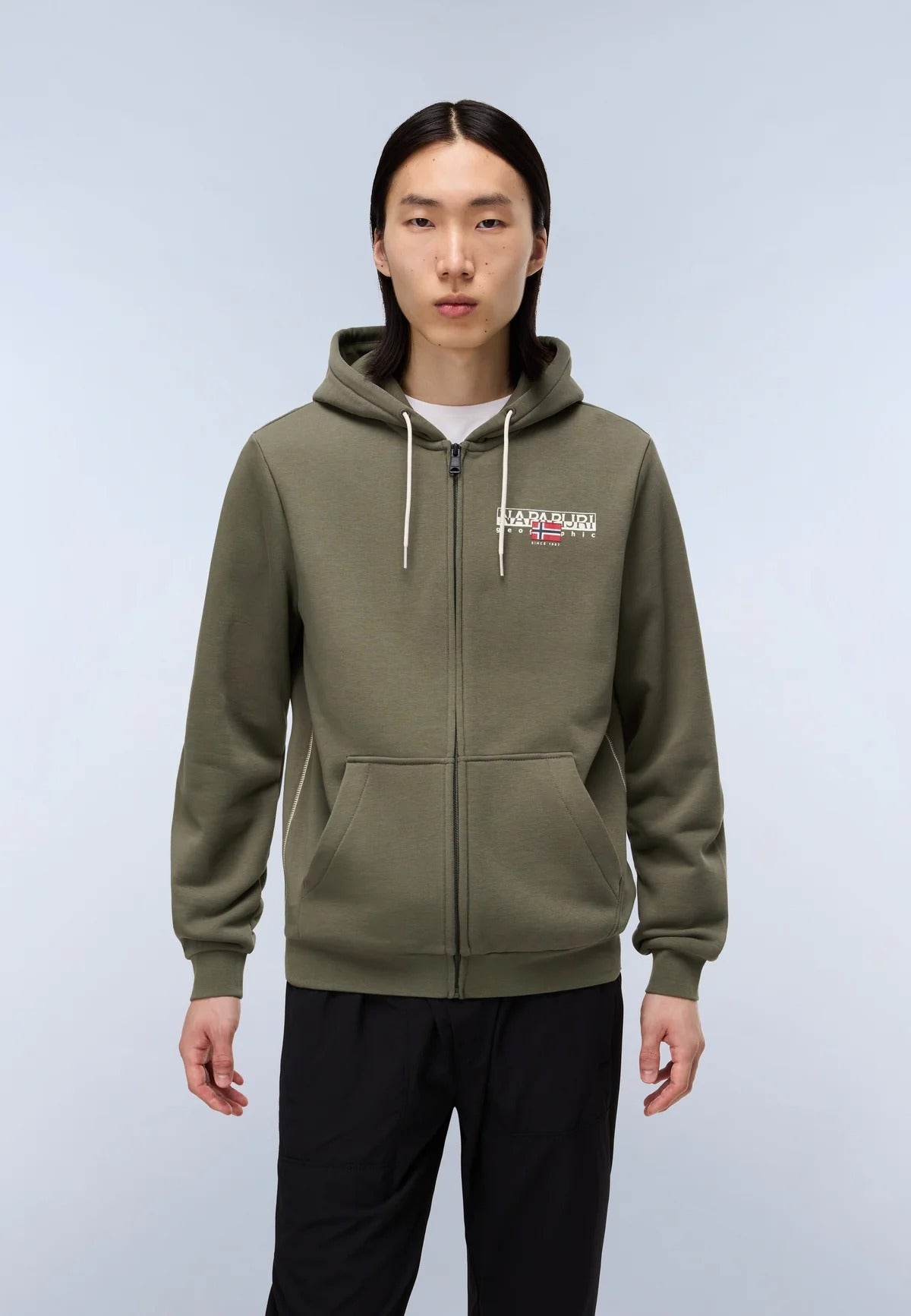 NAPAPIJRI felpa AYLMER verde zip e cappuccio FW25