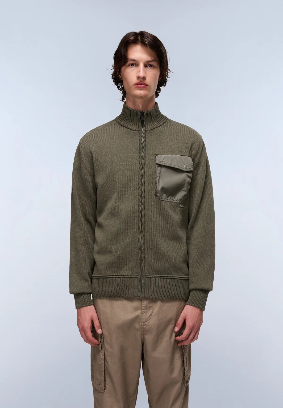 NAPAPIJRI Maglione BERTI con zip FW25 verde