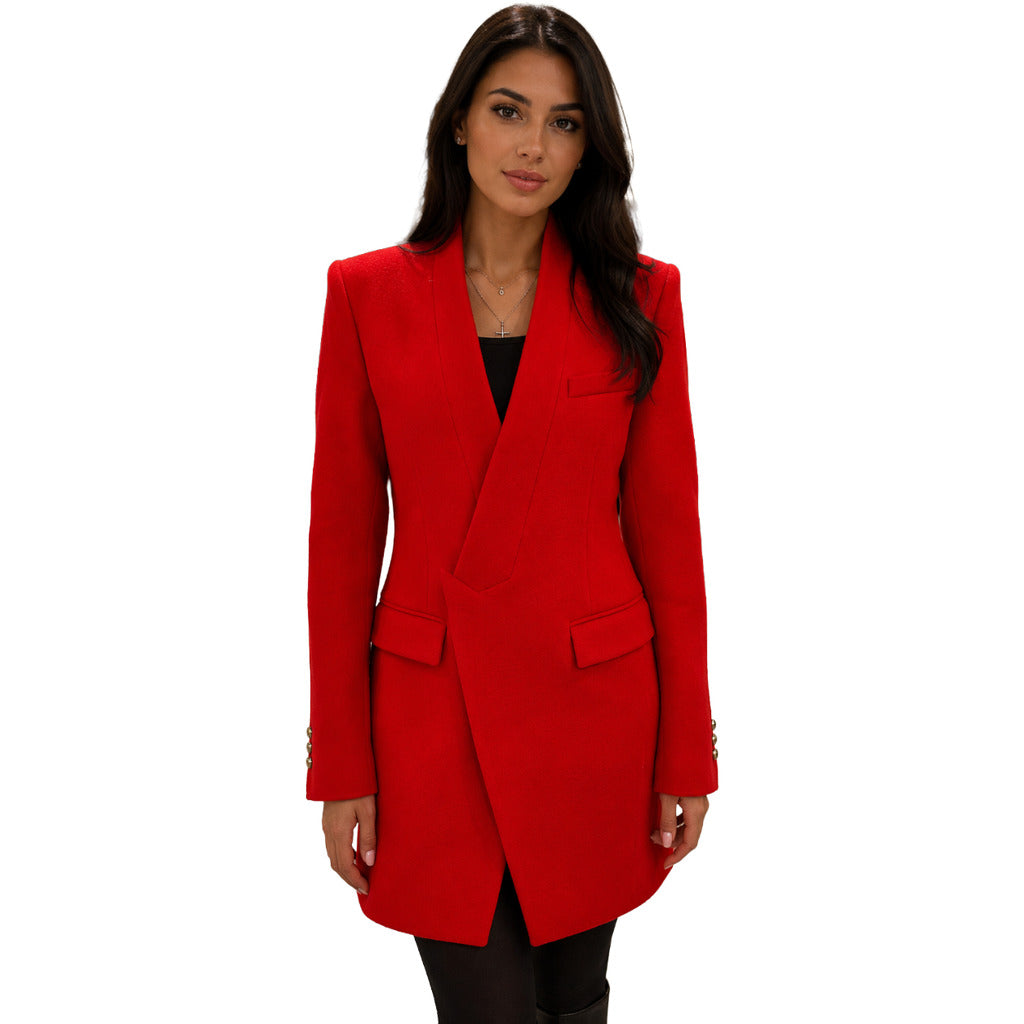 BALMAIN - cappotto monopetto rosso