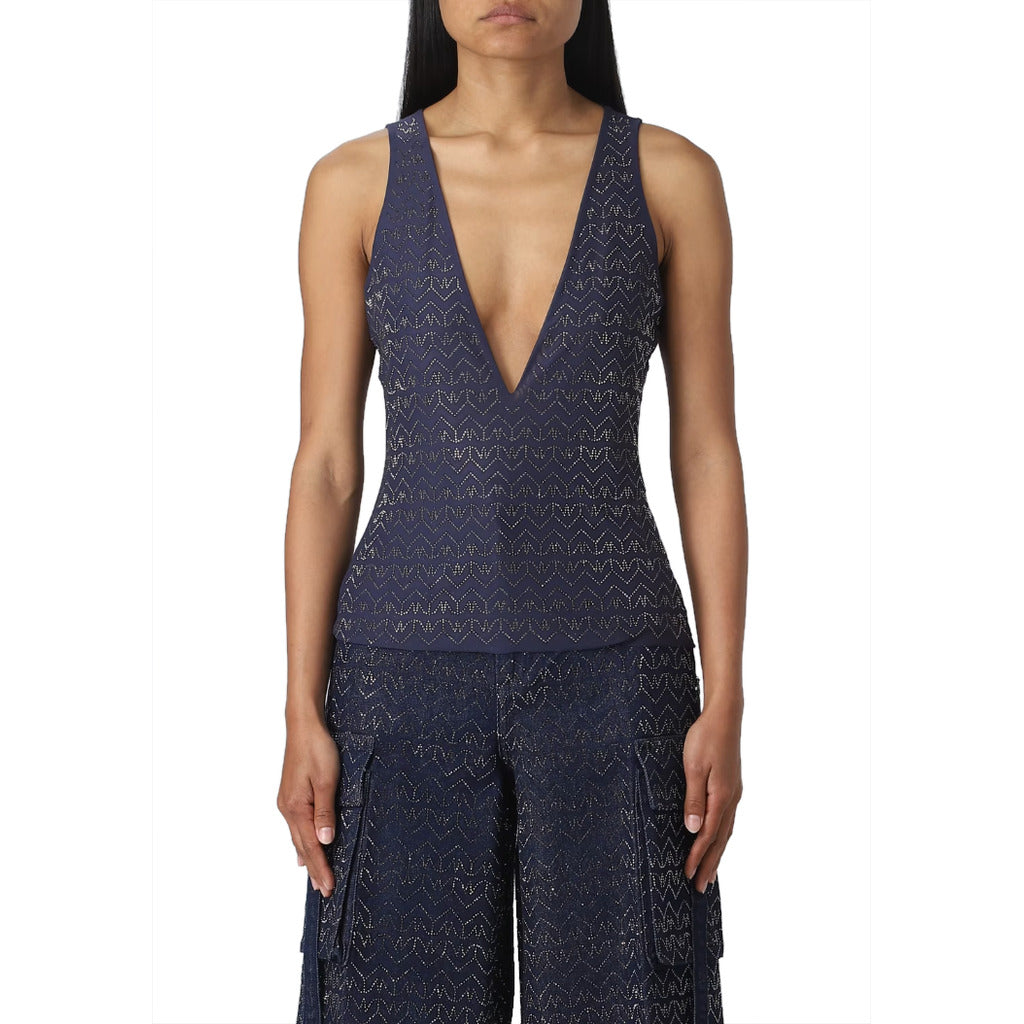 PATRIZIA PEPE - top monogram blue strass