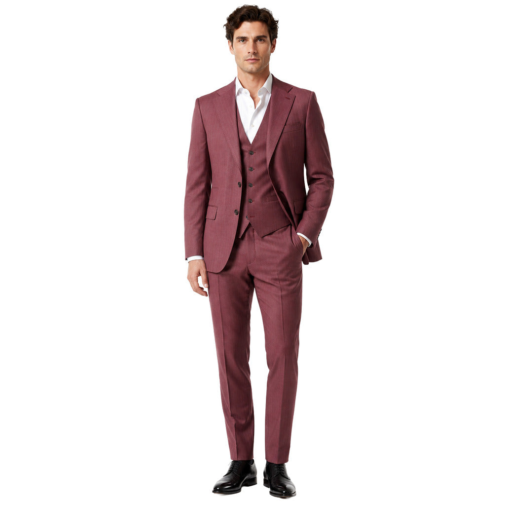 ERMENEGILDO ZEGNA TESSUTO - Completo lana gessato viola