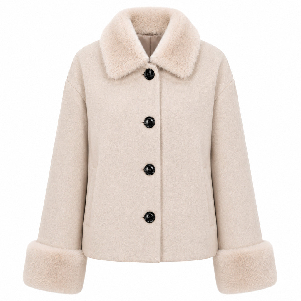 LORO PIANA TESSUTO - cappotto corto pelliccia blu