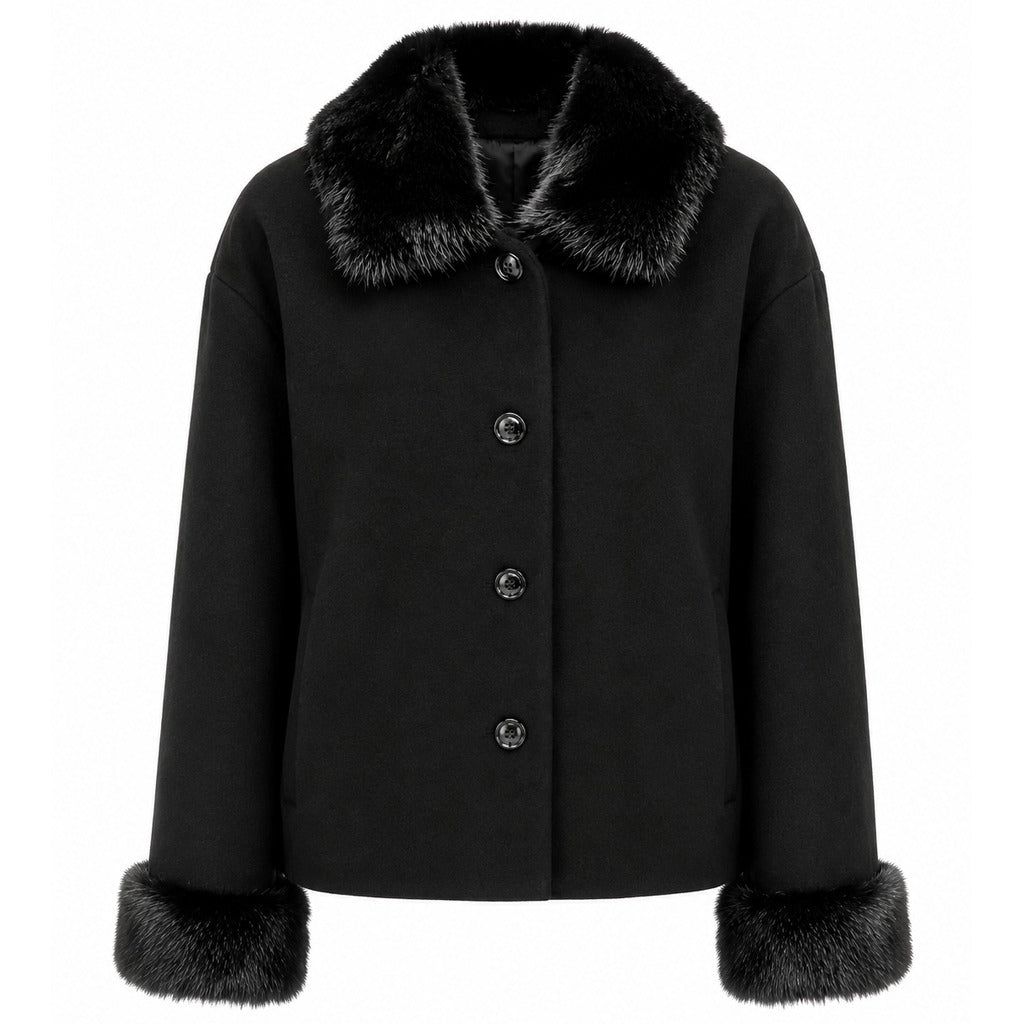 LORO PIANA TESSUTO - cappotto corto pelliccia blu
