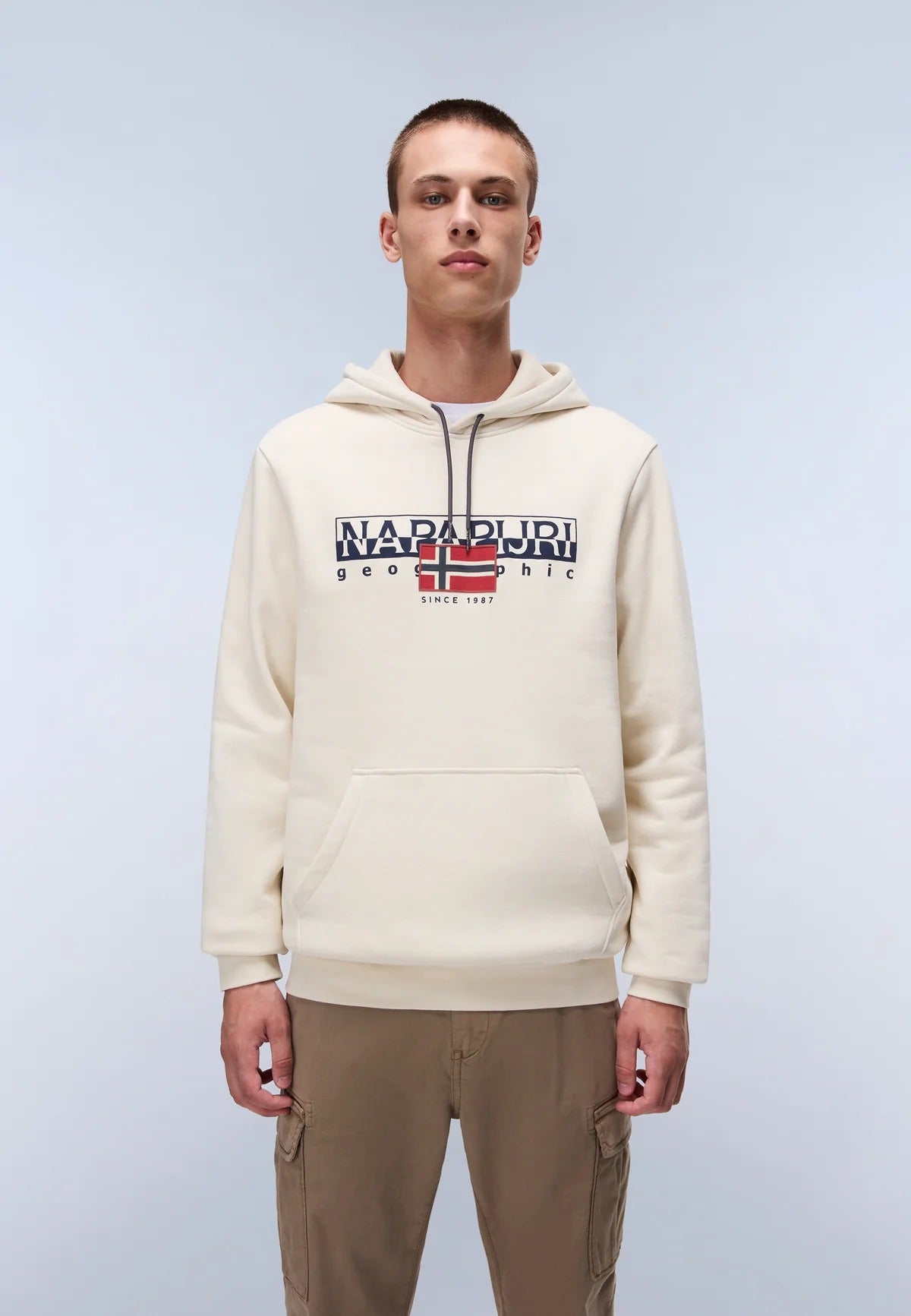 NAPAPIJRI felpa AYLMER ecru cappuccio FW25