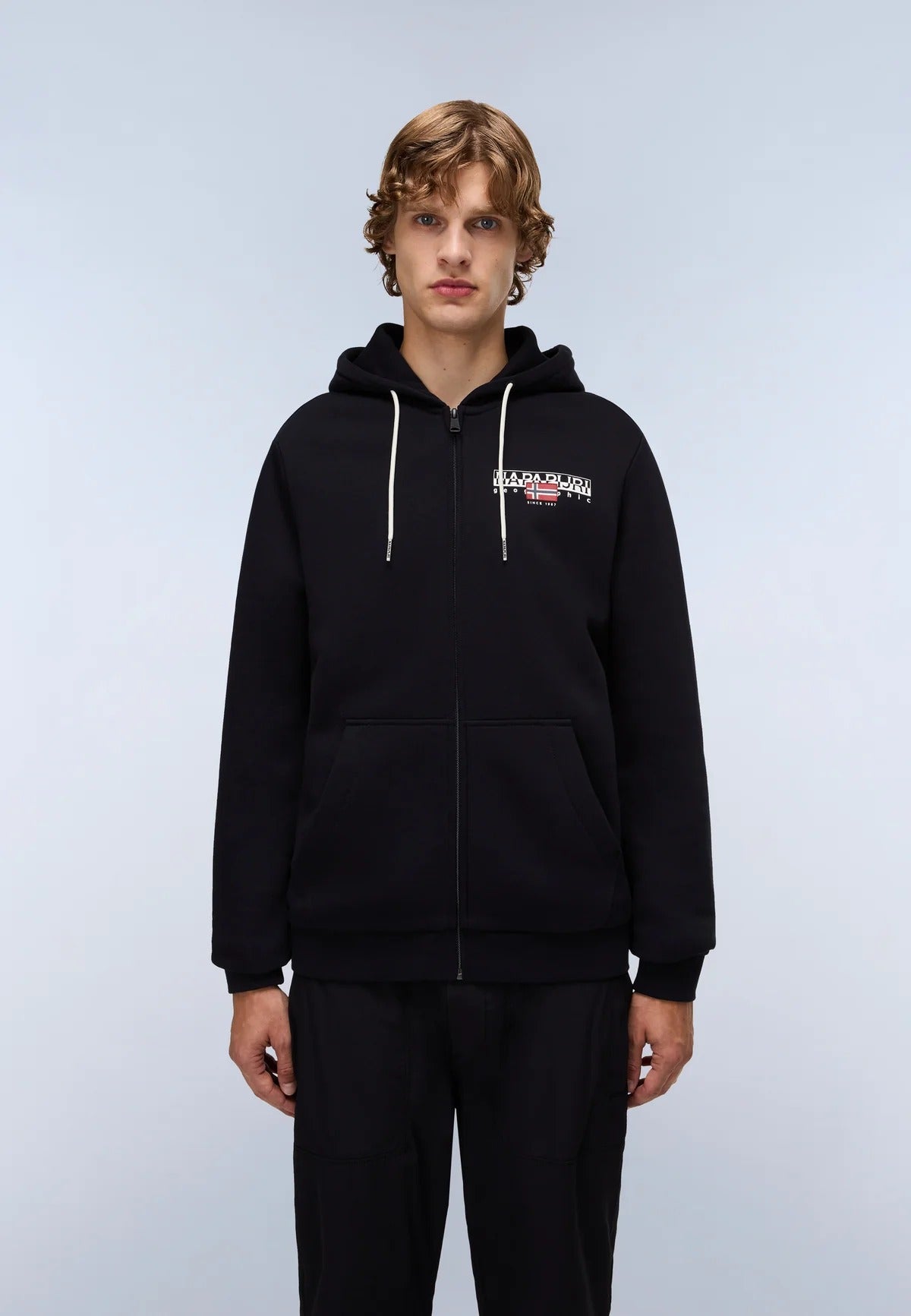 NAPAPIJRI felpa AYLMER nero zip e cappuccio FW25