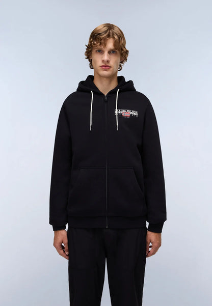 NAPAPIJRI felpa AYLMER nero zip e cappuccio FW25