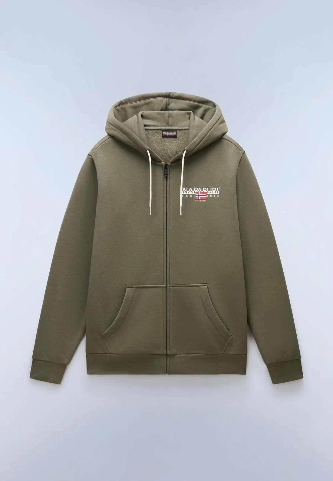 NAPAPIJRI felpa AYLMER verde zip e cappuccio FW25