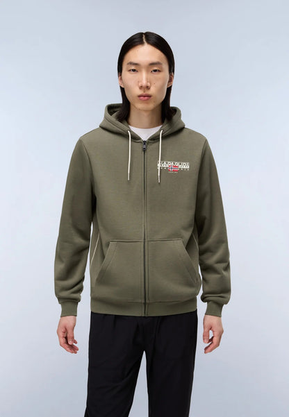 NAPAPIJRI felpa AYLMER verde zip e cappuccio FW25