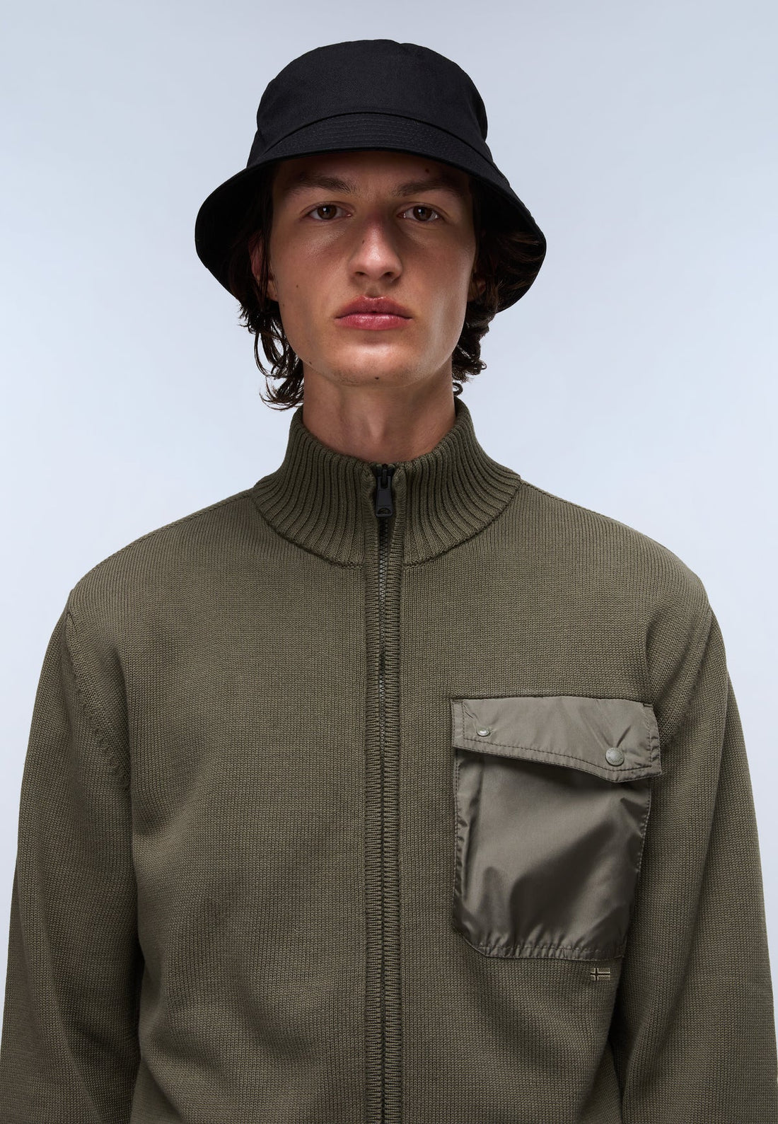 NAPAPIJRI Maglione BERTI con zip FW25 verde