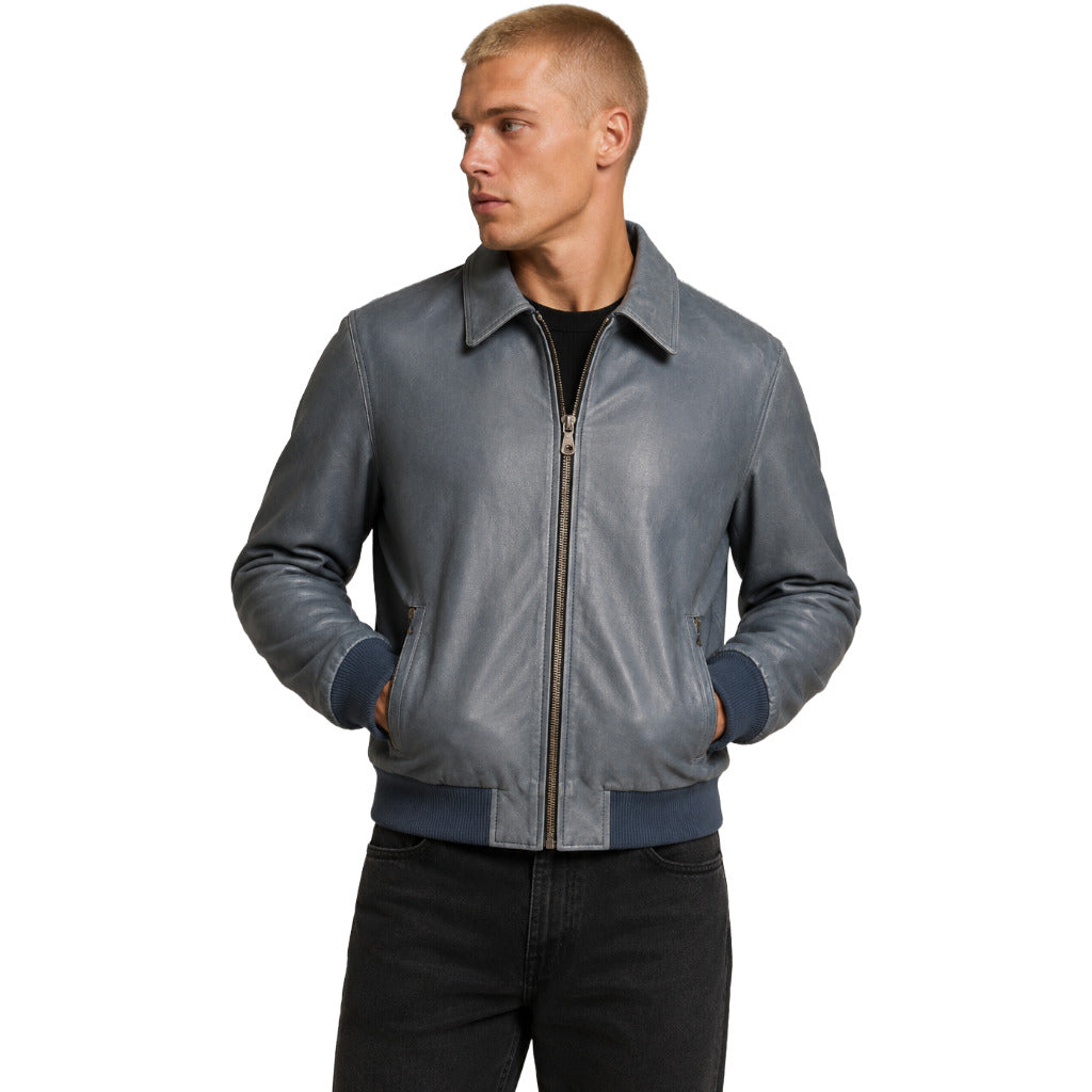 DOLCE &amp; GABBANA - giacca in pelle azzurra