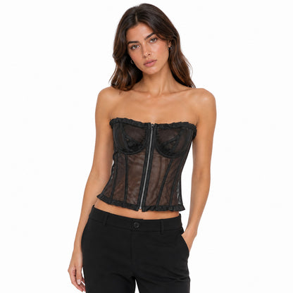DOLCE &amp; GABBANA - top semi trasparente