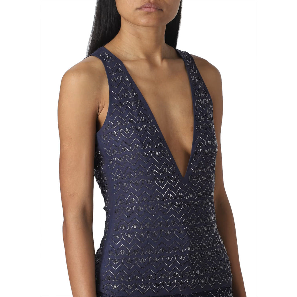 PATRIZIA PEPE - top monogram blue strass