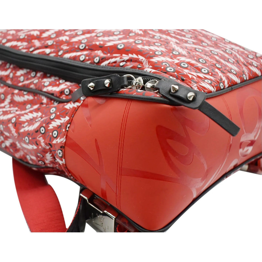 LOUBOUTIN - Graphic-Print Woven Backpack Red