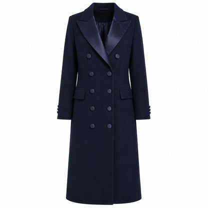 LORO PIANA TESSUTO - cappotto lungo con rever raso