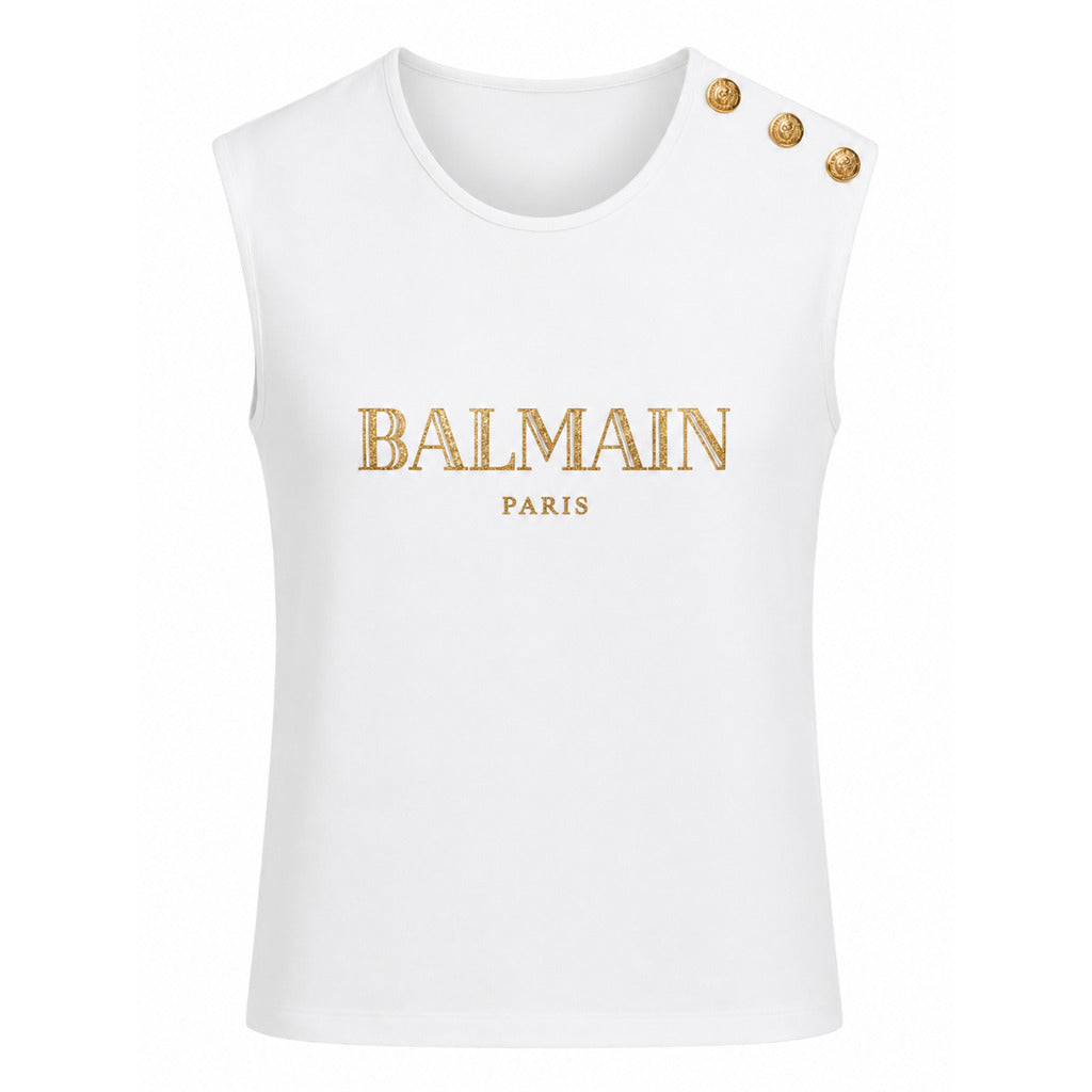 BALMAIN  - canotta logo dorato