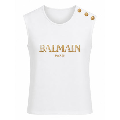 BALMAIN  - canotta logo dorato