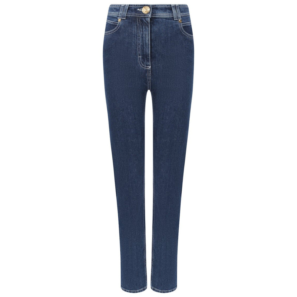 BALMAIN - jeans high-waist regular blu