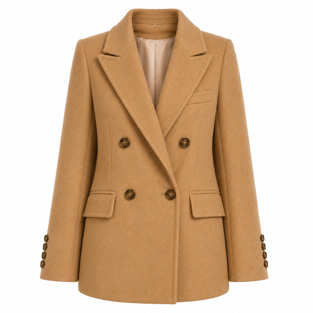 LORO PIANA TESSUTO - cappotto corto doppiopetto cammello