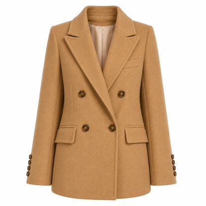 LORO PIANA TESSUTO - cappotto corto doppiopetto cammello