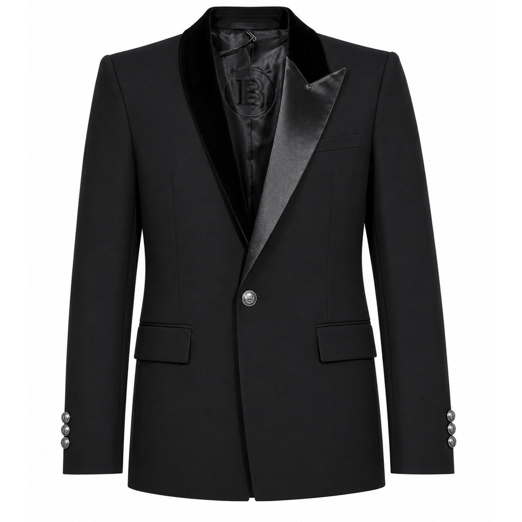 BALMAIN  - giacca asimmetrica rever velluto