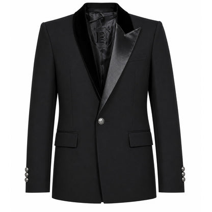 BALMAIN  - giacca asimmetrica rever velluto