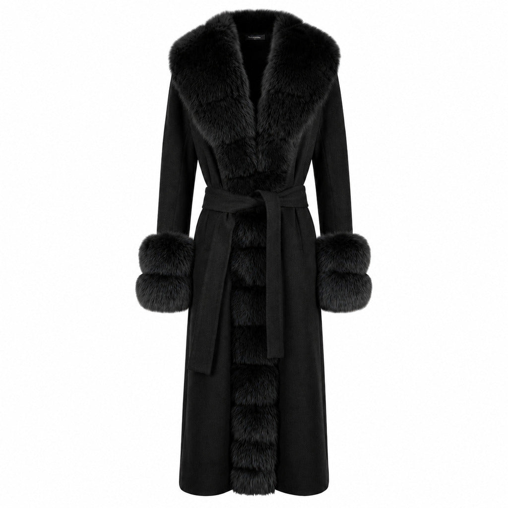 LORO PIANA TESSUTO- cappotto pelliccia