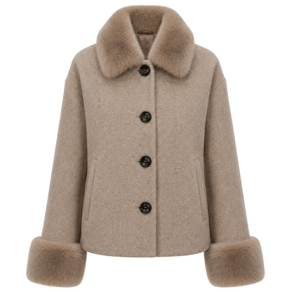 LORO PIANA TESSUTO - cappotto corto pelliccia blu