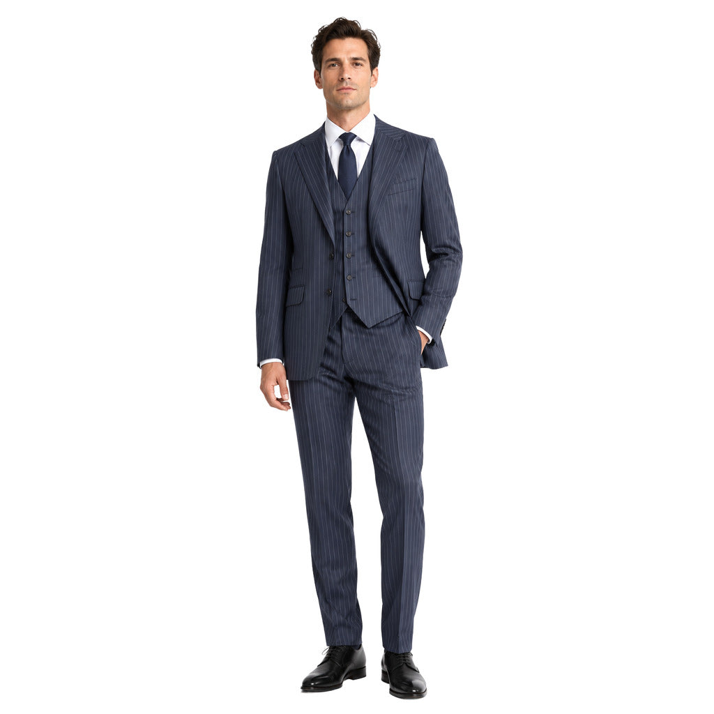 ERMENEGILDO ZEGNA TESSUTO - Completo lana blu gessato