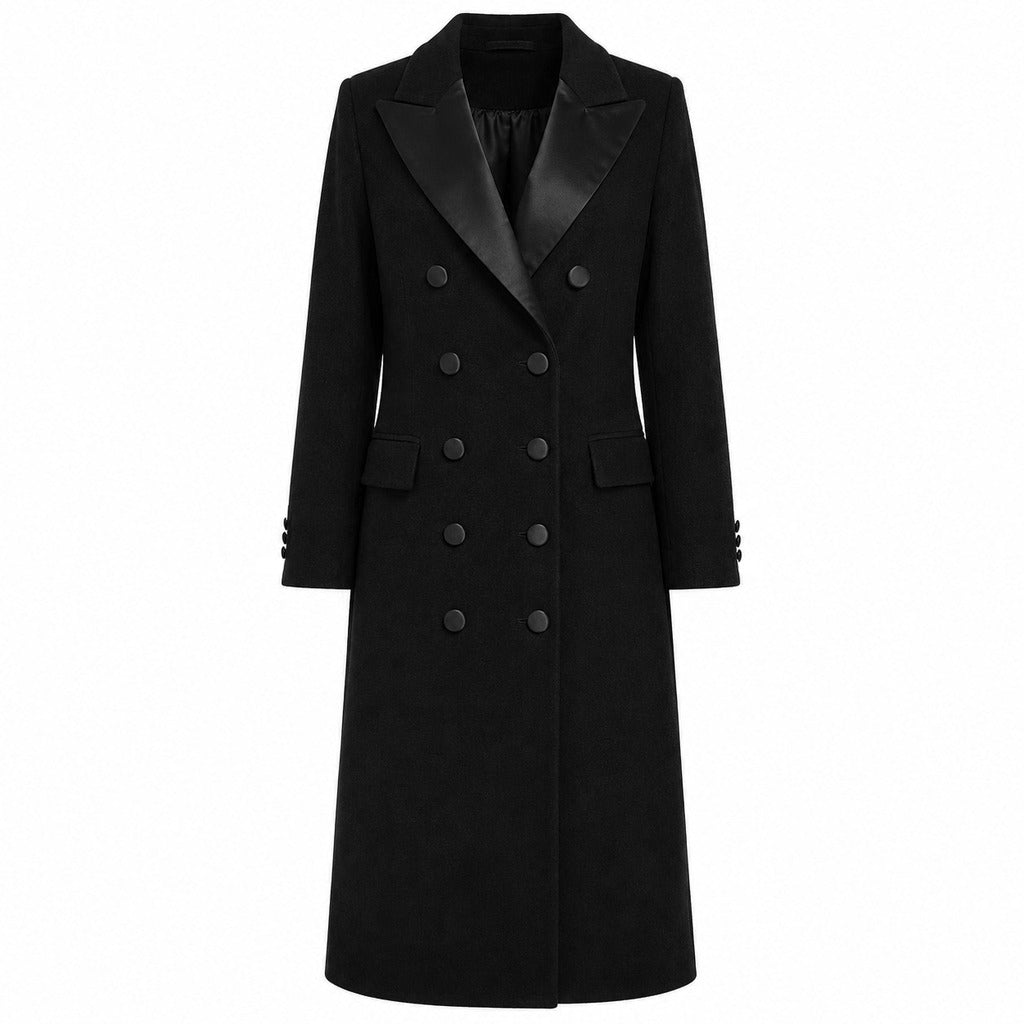 LORO PIANA TESSUTO - cappotto lungo con rever raso