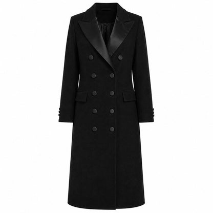 LORO PIANA TESSUTO - cappotto lungo con rever raso