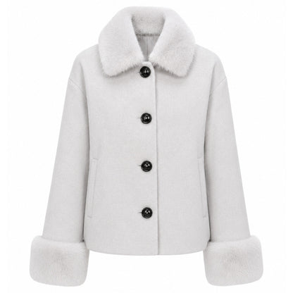 LORO PIANA TESSUTO - cappotto corto pelliccia blu