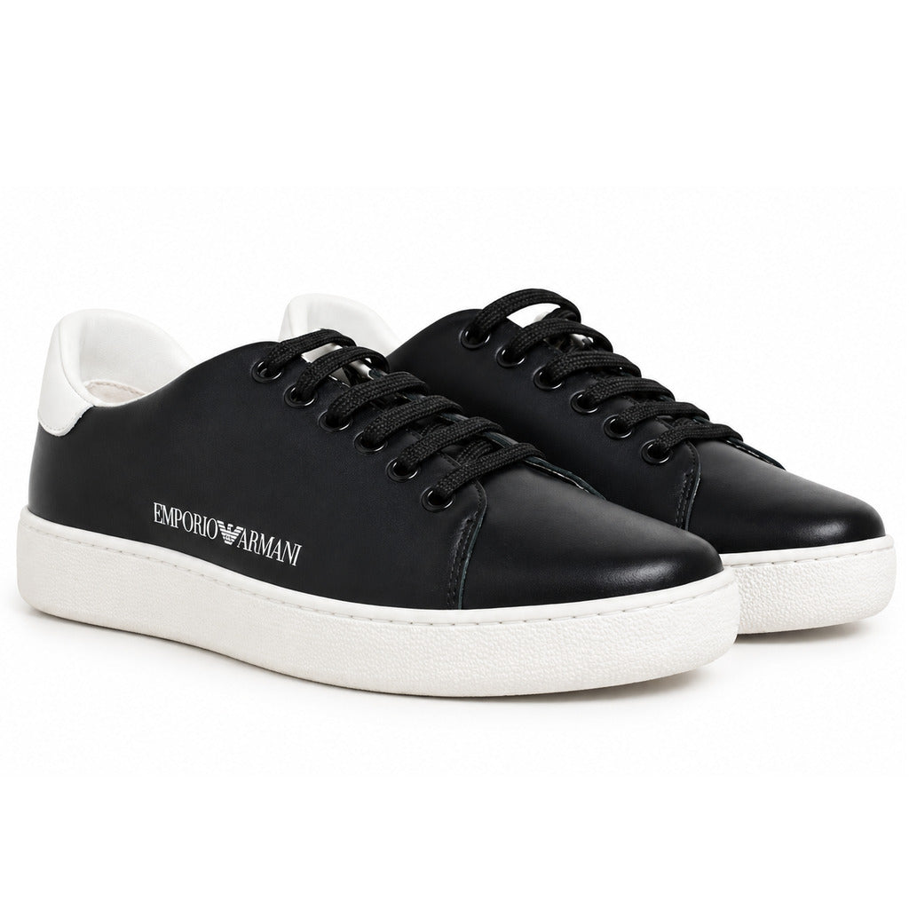 EMPORIO ARMANI - sneakers pelle nero &amp; bianco