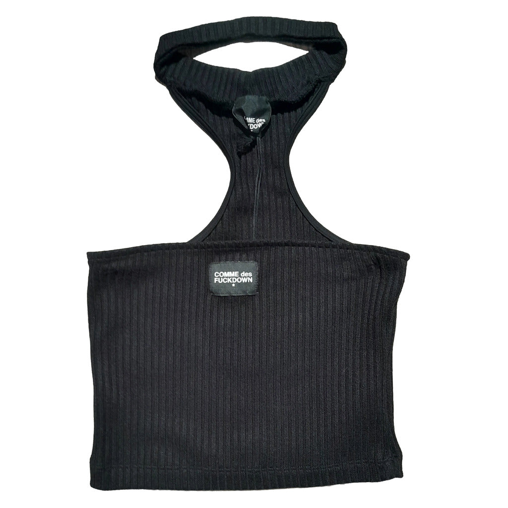 COMME DES FUCKDOWN - top nero con etichetta