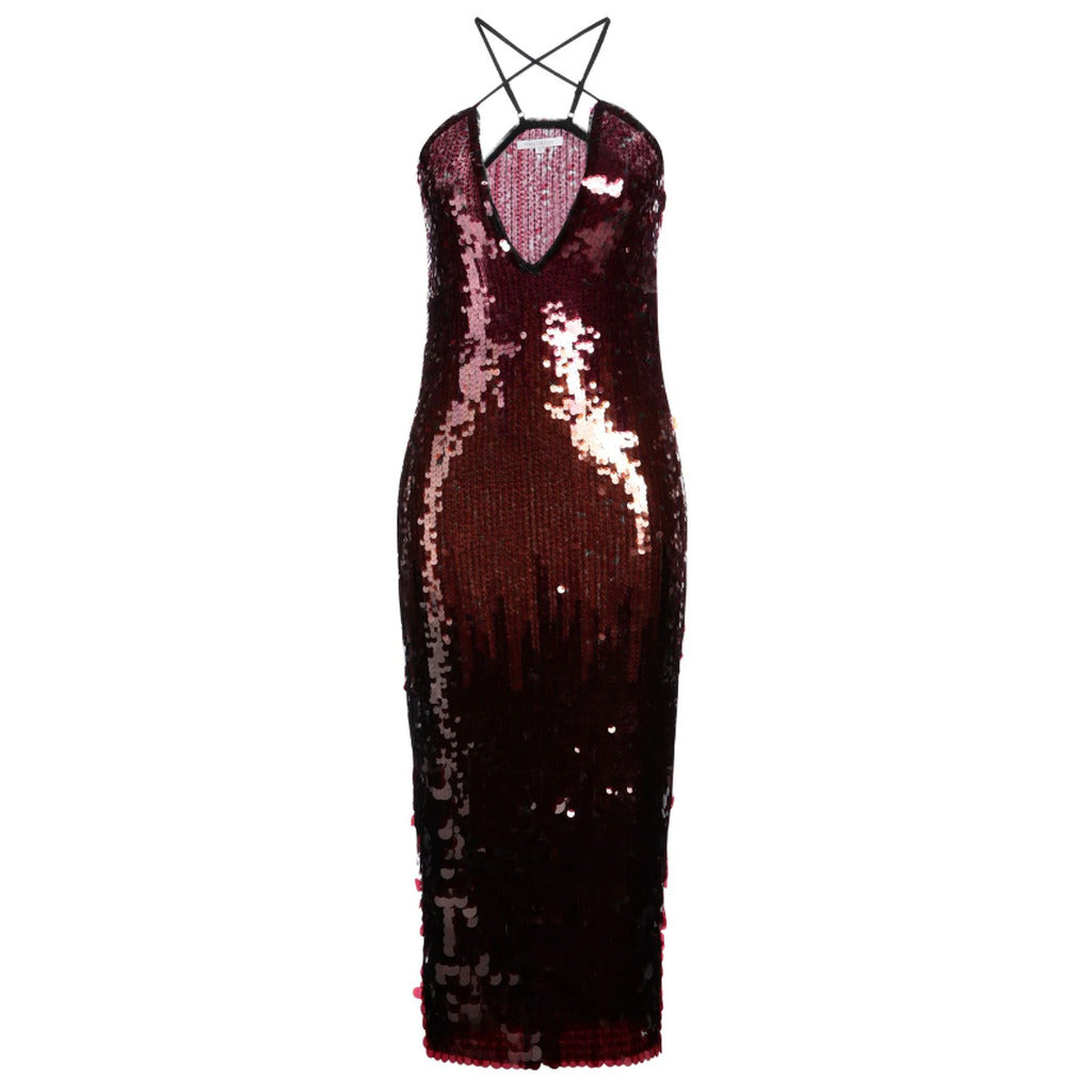 PATRIZIA PEPE - abito sequins degrade bordeaux