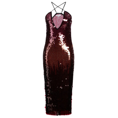 PATRIZIA PEPE - abito sequins degrade bordeaux