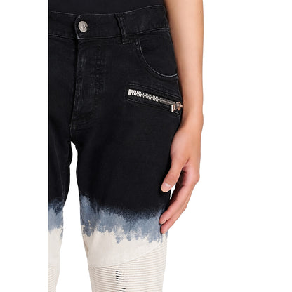 BALMAIN - jeans black and white tie-dye