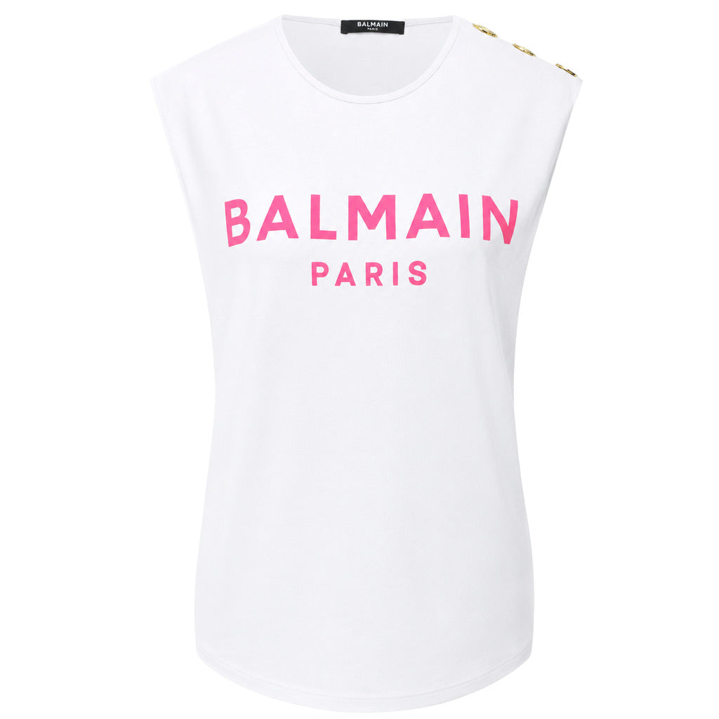 BALMAIN - t-shirt smanicata bottoni dorati