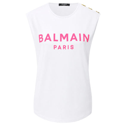 BALMAIN - t-shirt smanicata bottoni dorati