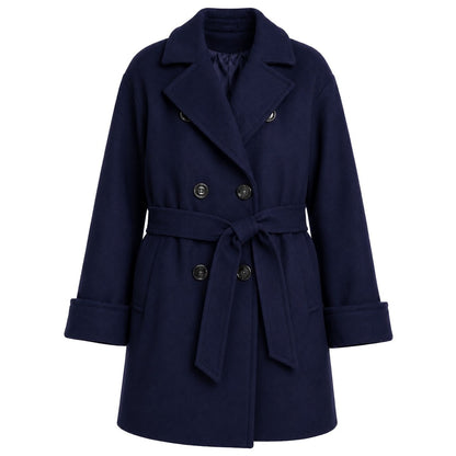 LORO PIANA TESSUTO - cappotto peacoat doppiopetto blu