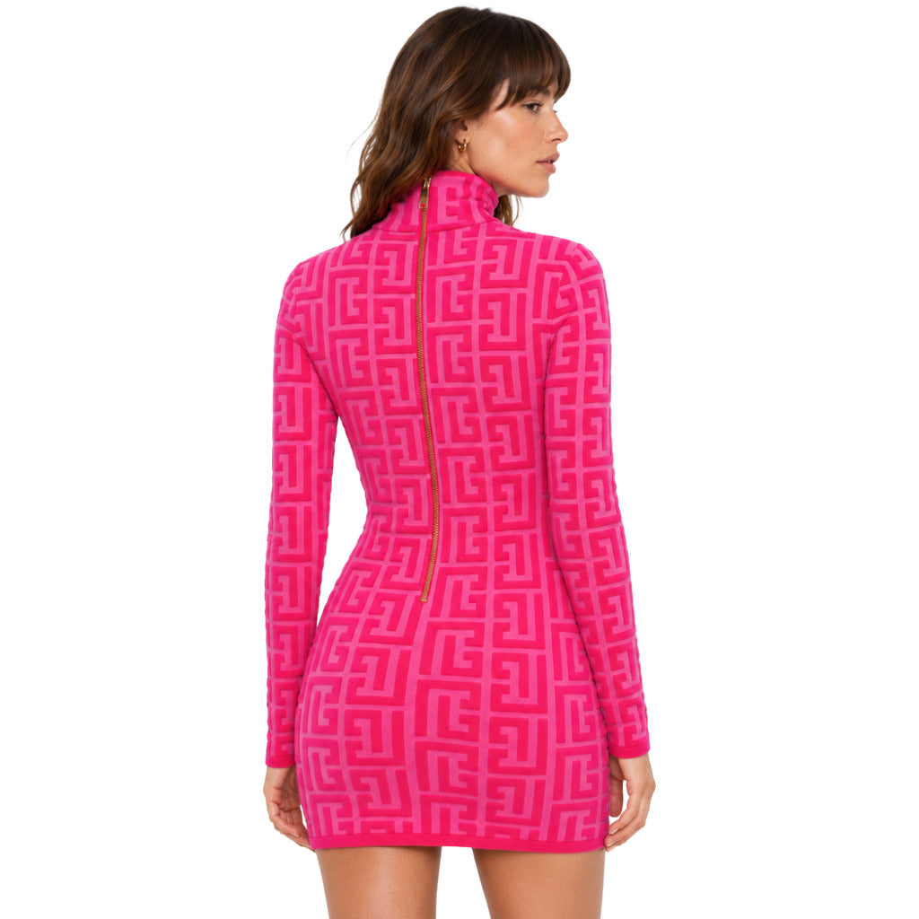 BALMAIN - abito parlato fucsia