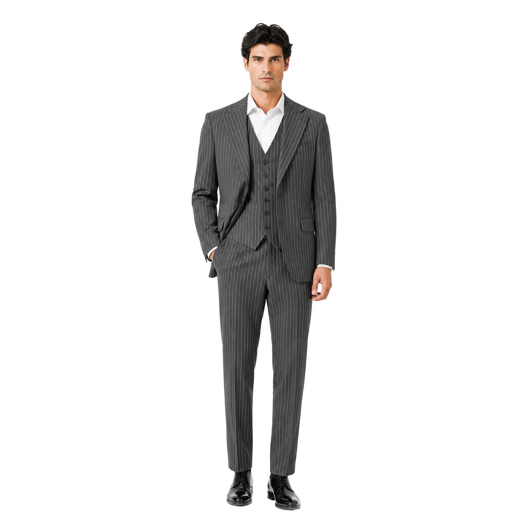 ERMENEGILDO ZEGNA TESSUTO - Completo lana gessato blu