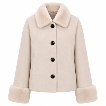 LORO PIANA TESSUTO - cappotto corto pelliccia blu