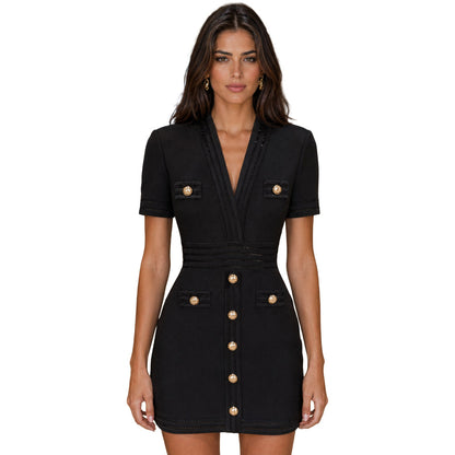 BALMAIN  - abito viscosa nero