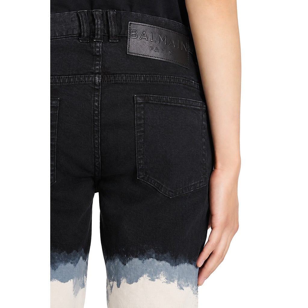 BALMAIN - jeans black and white tie-dye