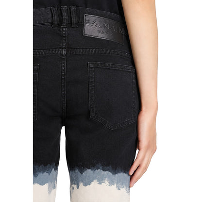 BALMAIN - jeans black and white tie-dye