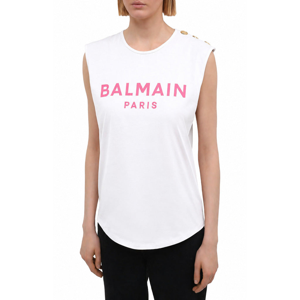 BALMAIN - t-shirt smanicata bottoni dorati