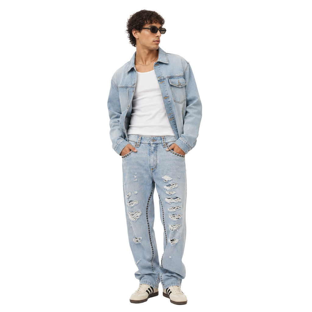 DOLCE & GABBANA - Pantalone in denim con borchie