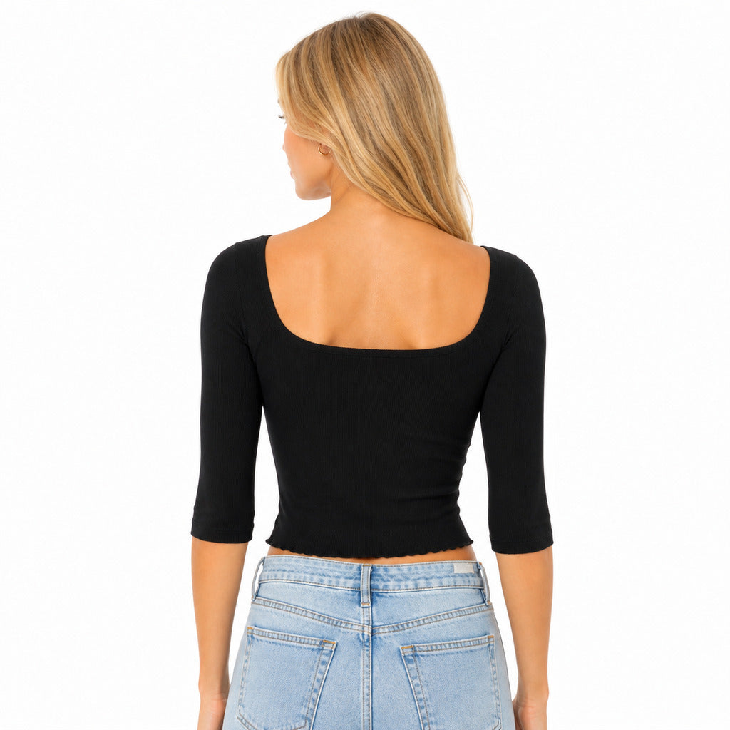 DOLCE &amp; GABBANA - Top cropped a maniche corte 